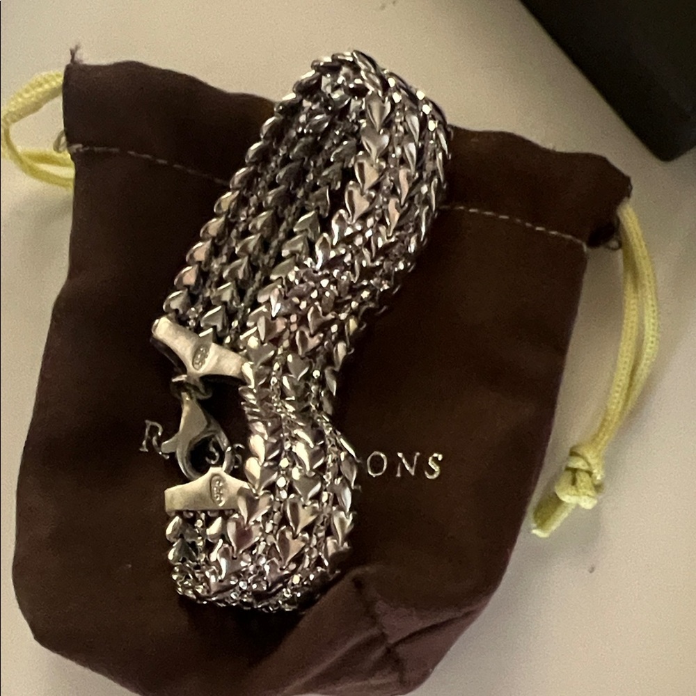 Ross and Simons Italian Sterling Silver Multi-Row Heart Bracelet new